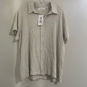 Men’s 12th Tribe Button Up Shirt Short Sleeve Linen